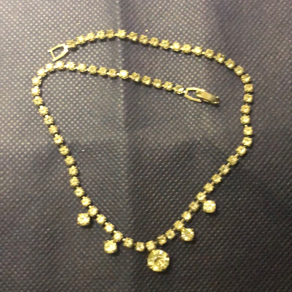 Vintage Clear Rhinestone Necklace, Bridal/Prom